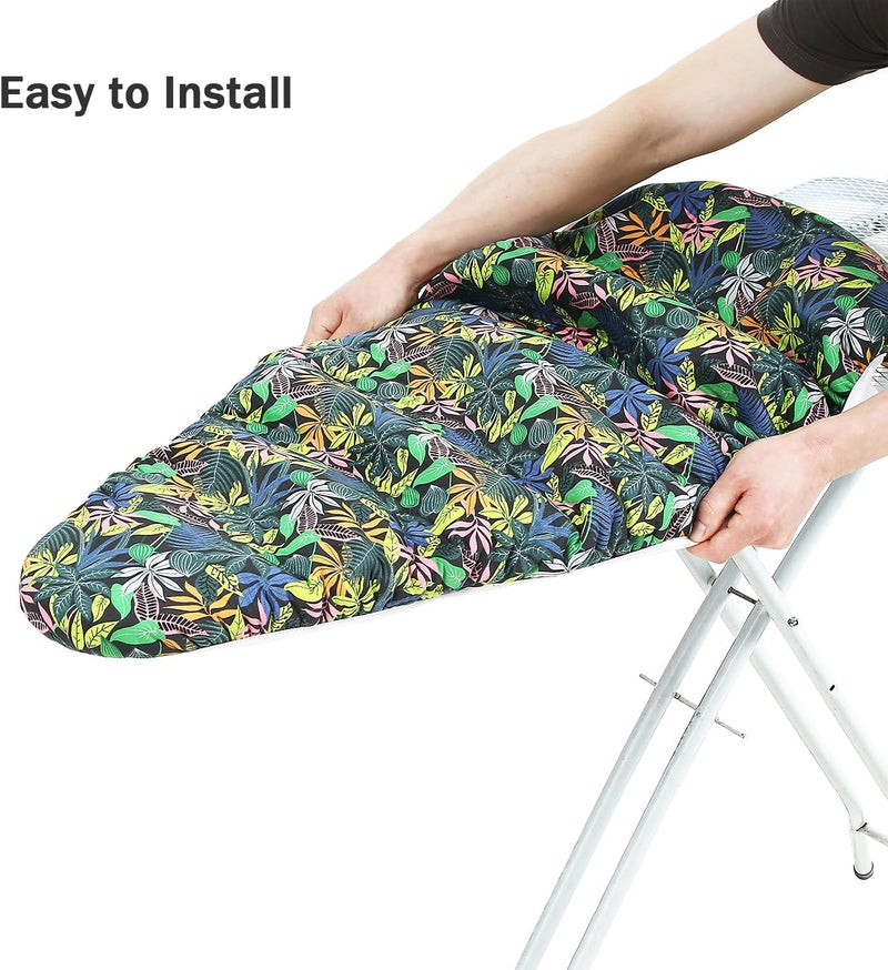 LCLW Ironing Board Cover and Pad Standard Size 15 x 54,3 Pairs of Hook and Loop Fastener Straps,Elastic Edges,2 Layers Ironing Board Cover with Thick Padding (C Pattern) - Image 5